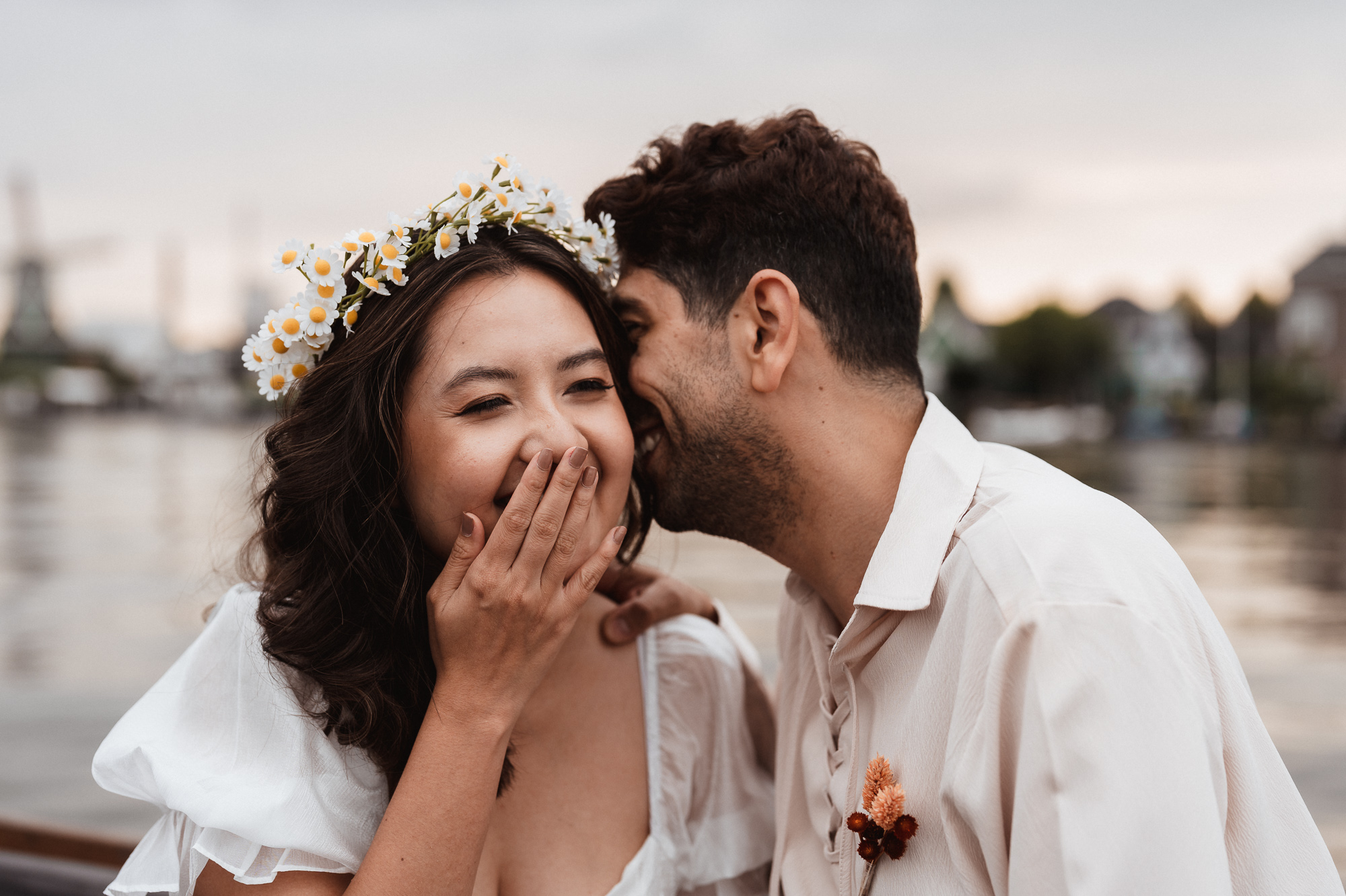 Couple embracing during a Mallorca wedding – Photos by Ville