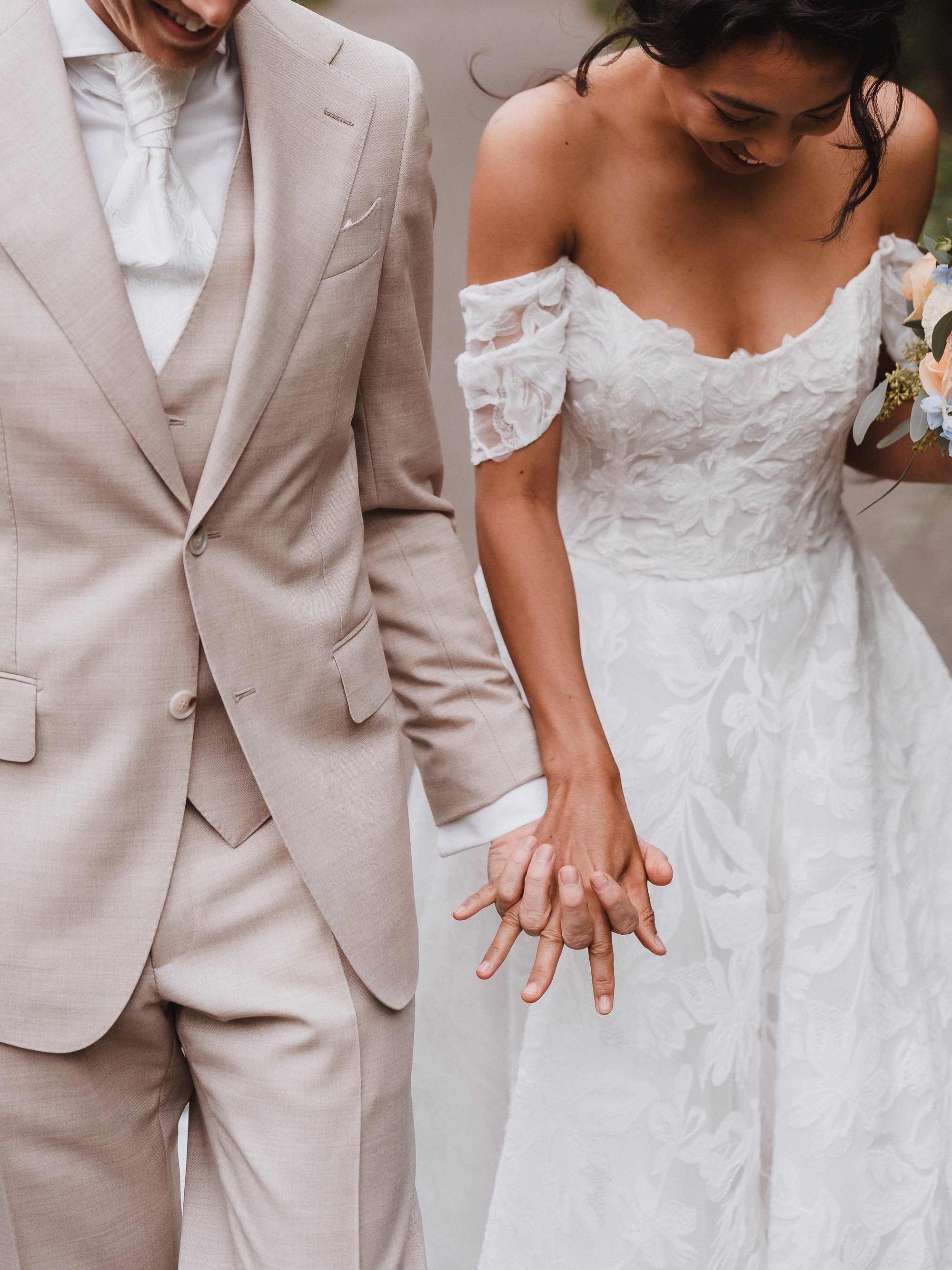 Close-up of an international couple holding hands during their wedding in Utrecht, captured by Photos by Ville, wedding photographer in the Netherlands for expats and international couples