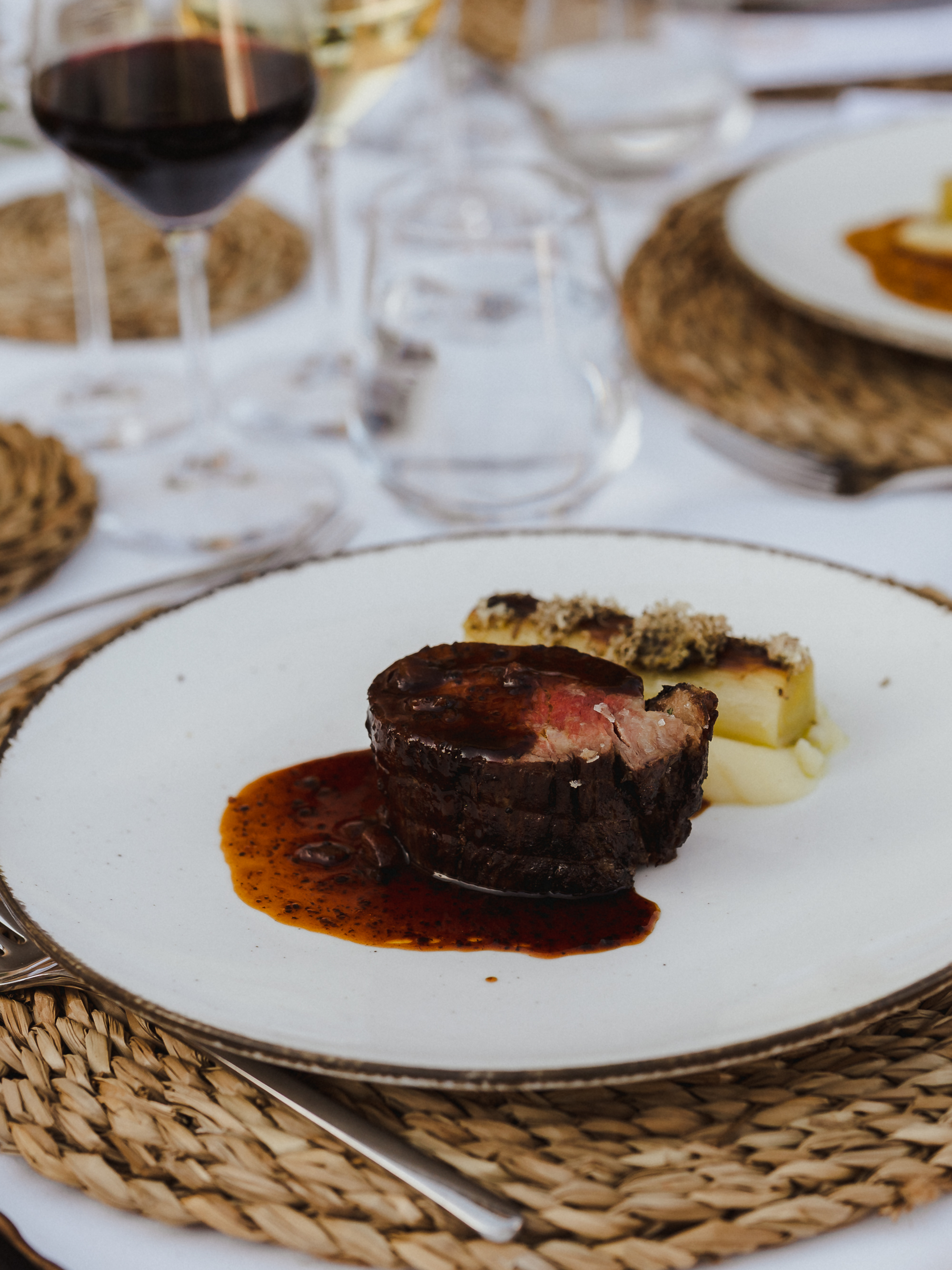 Main course served by Fosh Catering during wedding dinner at Finca Son Mir Mallorca